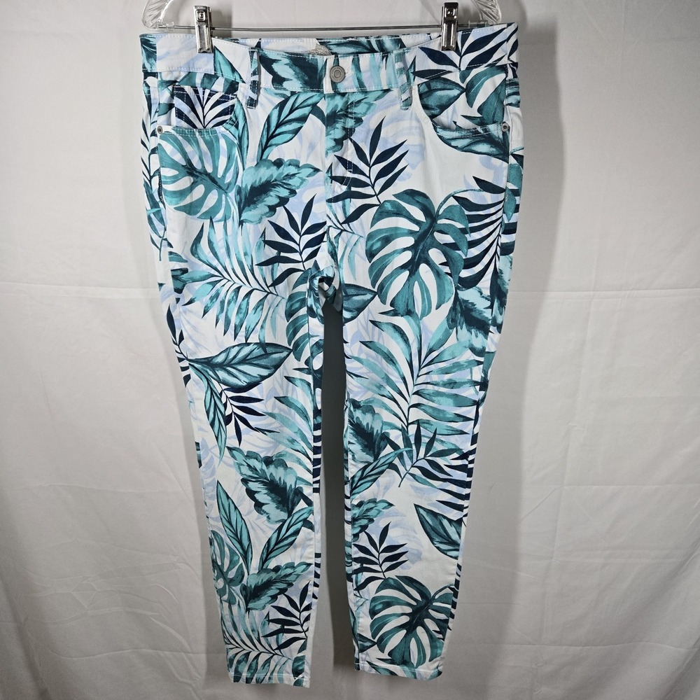 Tommy Bahama Womens Skinny Ankle Pants Tropical‎ Leaf Print Size 31x28